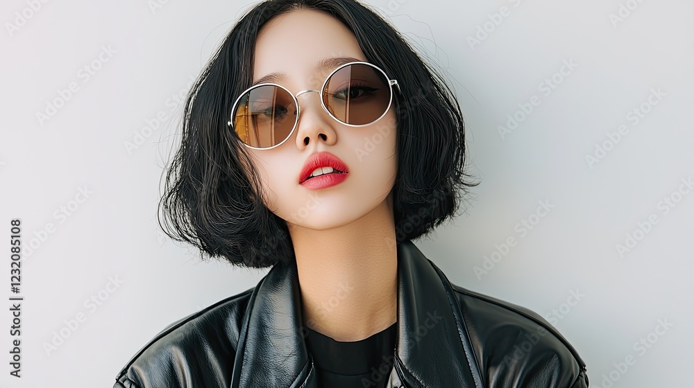 custom made wallpaper toronto digitalStylish Young Woman in Sunglasses and Leather Jacket Pose
