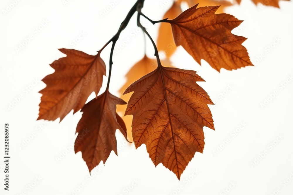 Autumnal Branch: Delicate Brown Leaves in Soft Light Autumnal Branch: Delicate Brown Leaves in Soft Light