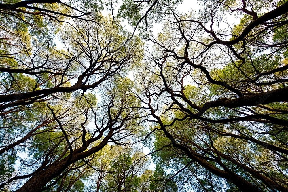 Canopy of Intricate Trees: A Serene Forest Scene Canopy of Intricate Trees: A Serene Forest Scene