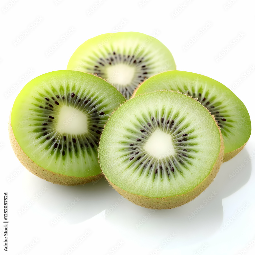 Sliced kiwifruit on white background, food photography Sliced kiwifruit on white background, food photography