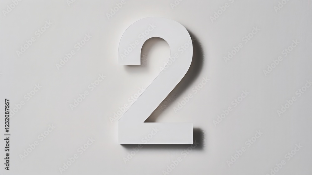 Bold Number 2 Displayed in a Clean Sans-Serif Font on a Plain White Background, Emphasizing Simplicity and Clarity in Design