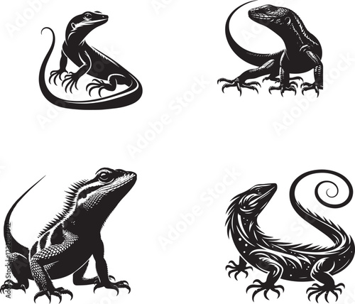 silhouette of Blaze lizard isolated on white background