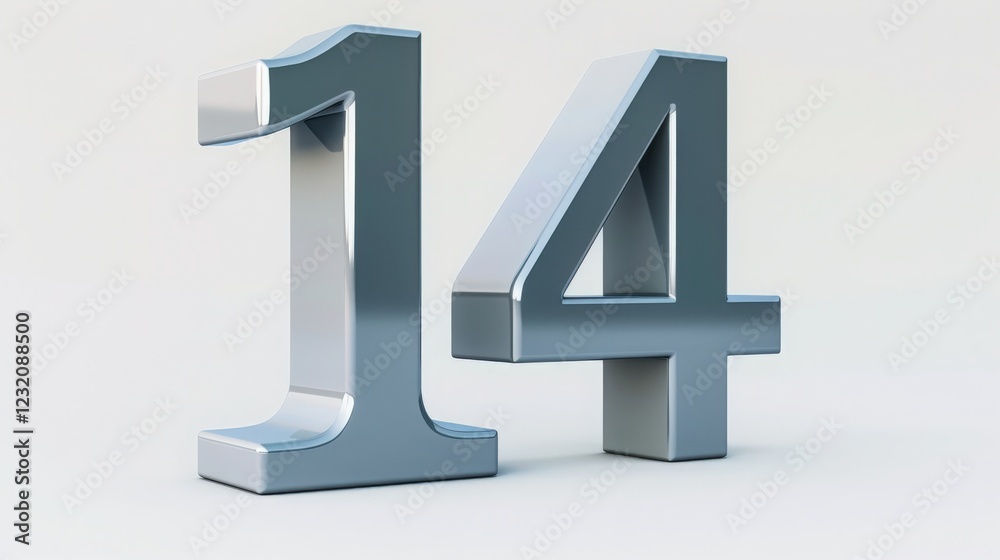 Bold Number 14 Displayed in a Clean Sans-Serif Font on a White Background, Ideal for Design and Decoration Purposes Bold Number 14 Displayed in a Clean Sans-Serif Font on a White Background, Ideal for Design and Decoration Purposes