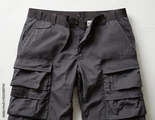 Stylish men's cargo pants in dark grey, featuring multiple pockets and a modern fit.