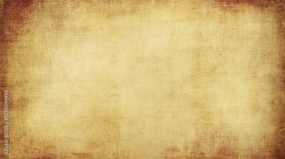 Fototapeta premium Aged textured background with yellow and brown tones, featuring a canvas like appearance with subtle variations in color and texture. The edges show