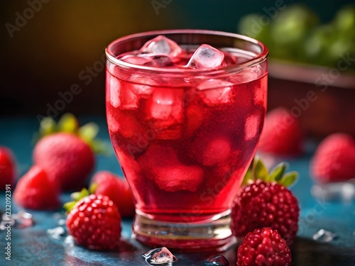 Wallpaper Mural  Refreshing Red Berry Juice with Ice – Perfect Summer Drink Torontodigital.ca