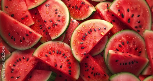 fresh watermelon slices juicy red interiors seeds vibrant colors abundance texture