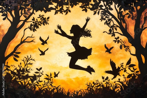 Silhouette Joy in Enchanted Forest