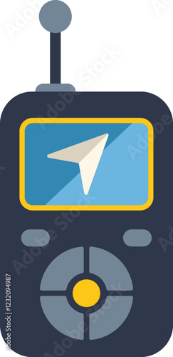 Gps navigator device showing position on screen with antenna