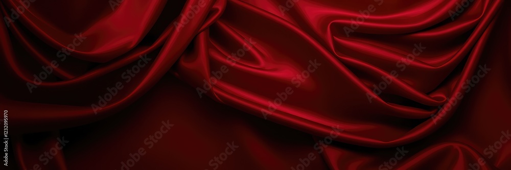 Fototapeta premium Red curtain background, Luxurious Red Silk Fabric with Elegant Folds