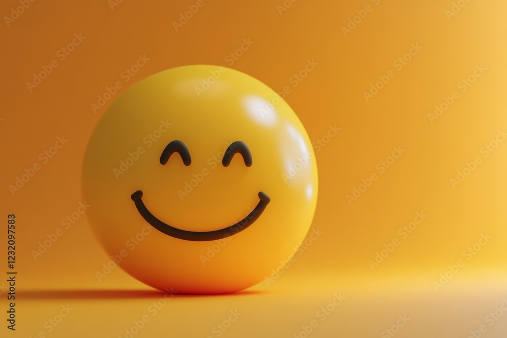 Fototapeta premium Happy Yellow Emoji on Orange Background