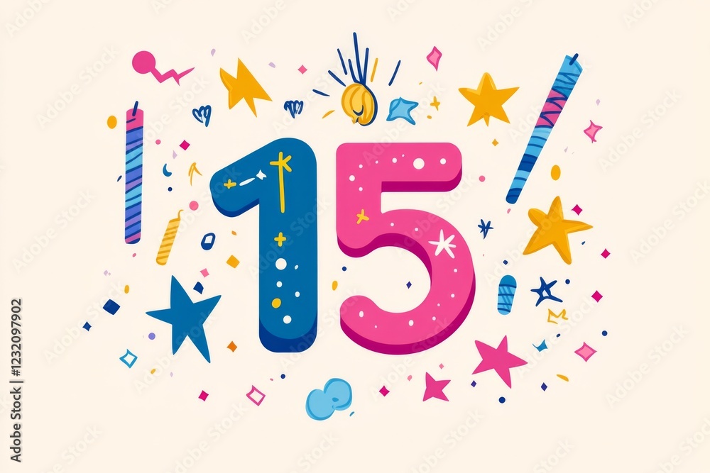 Fototapeta premium Number 15 Celebration Illustration