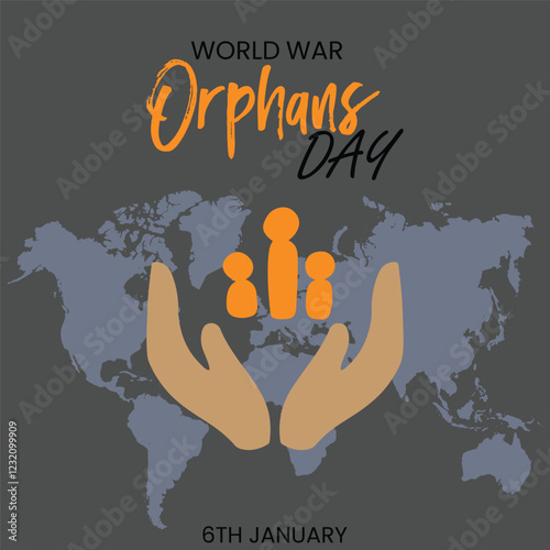 world war orphans day. 6 January. world day of war orphans holiday concept and banner, poster, card. background. vector illustration.