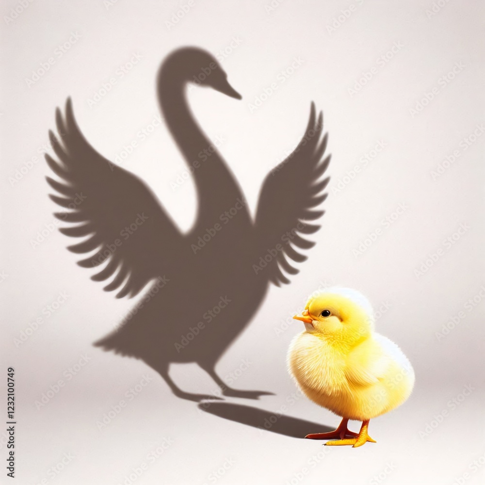 Obraz premium The chick who thinks she's a swan, shadow