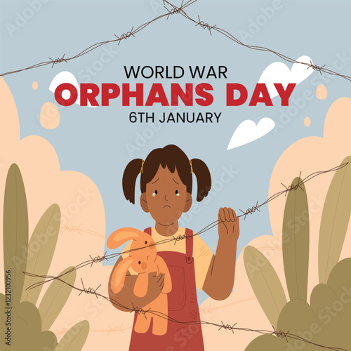 world war orphans day. 6 January. world day of war orphans holiday concept and banner, poster, card. background. vector illustration.