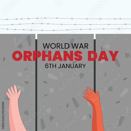 world war orphans day. 6 January. world day of war orphans holiday concept and banner, poster, card. background. vector illustration.