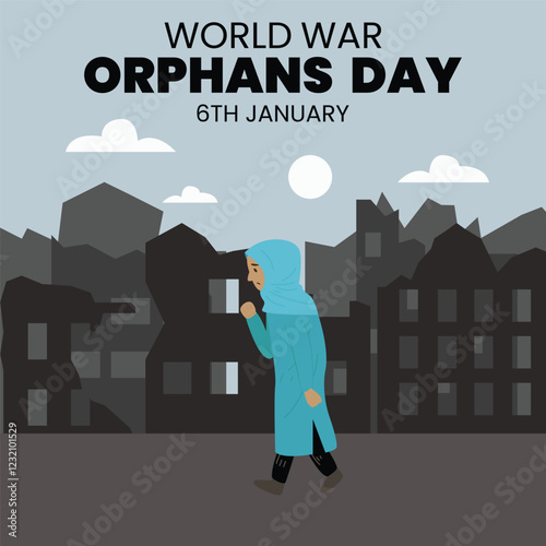 world war orphans day. 6 January. world day of war orphans holiday concept and banner, poster, card. background. vector illustration.