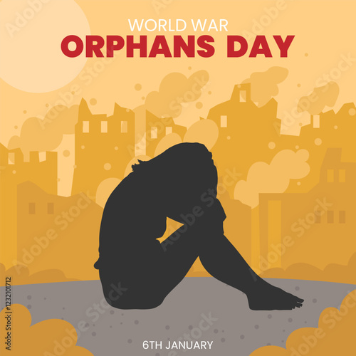 world war orphans day. 6 January. world day of war orphans holiday concept and banner, poster, card. background. vector illustration.
