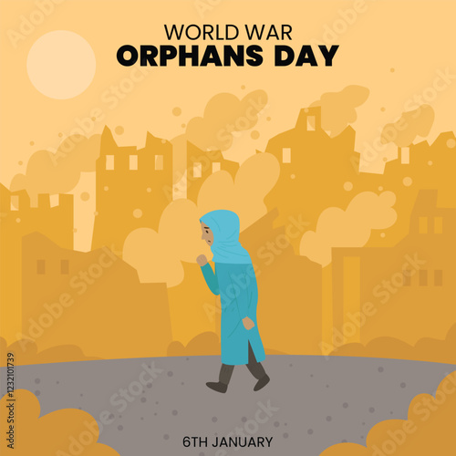 world war orphans day. 6 January. world day of war orphans holiday concept and banner, poster, card. background. vector illustration.