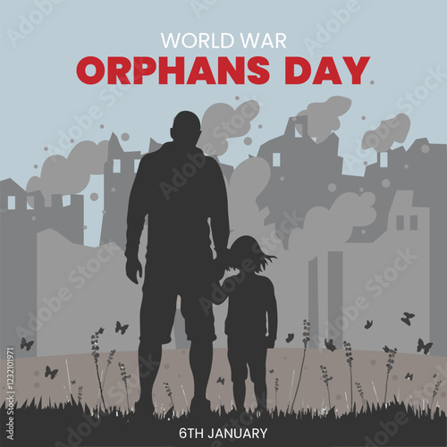 world war orphans day. 6 January. world day of war orphans holiday concept and banner, poster, card. background. vector illustration.