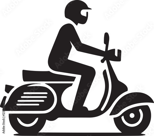 A man on a scooter that has a picture of a man on the front
