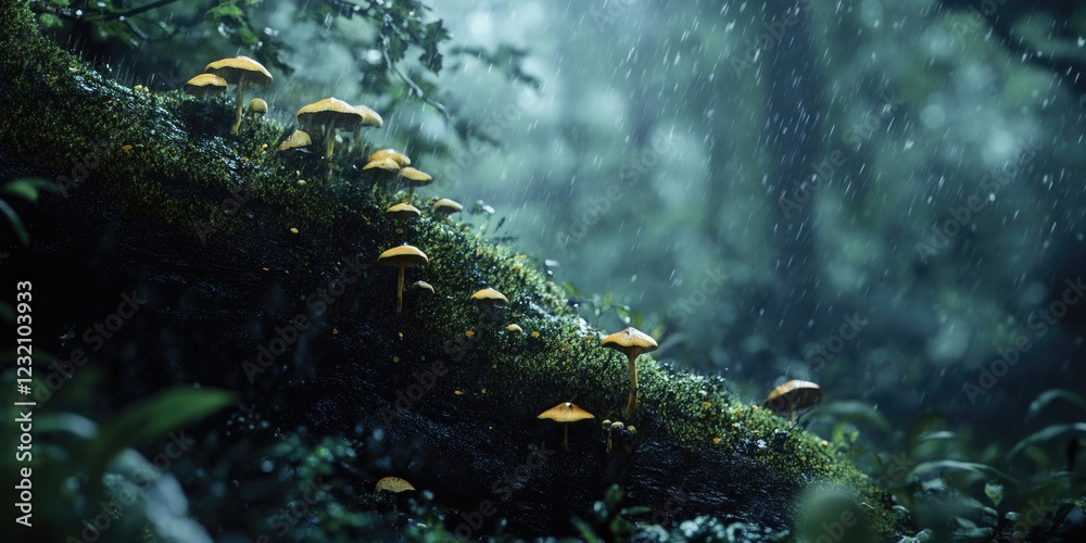 Obraz premium Mushrooms growing on tree