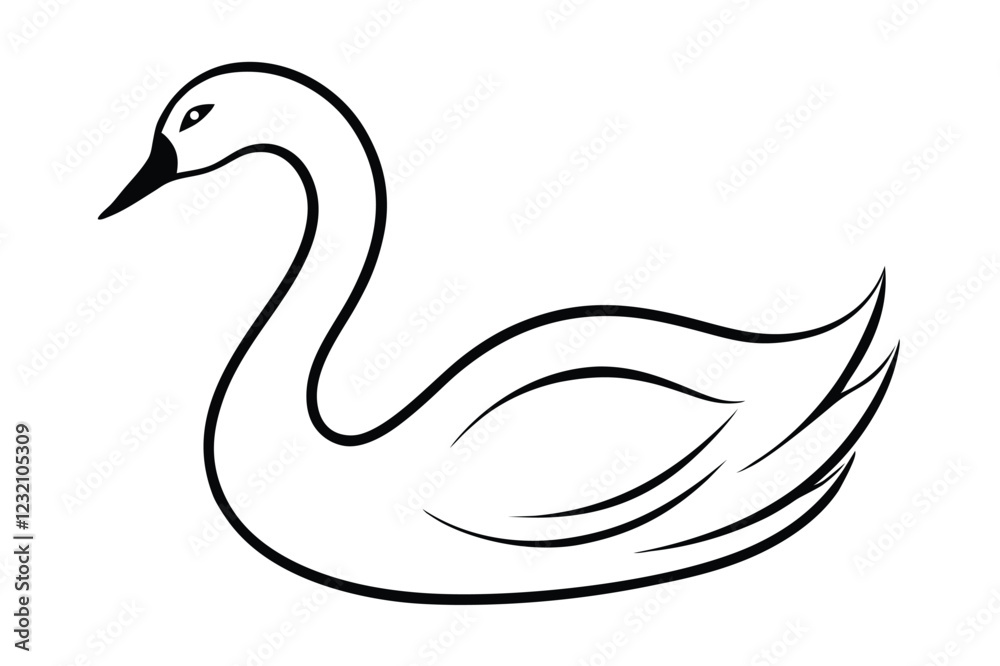 Naklejka premium black swan whrite background