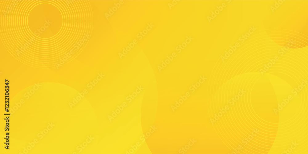 yellow abstract background with circle shapes and wavy line. vector illustration