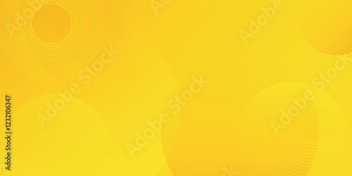 yellow abstract background with circle shapes and wavy line. vector illustration