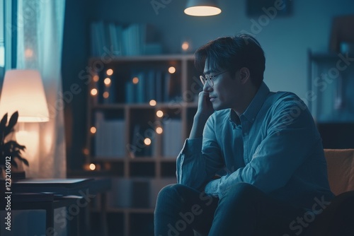 mental health treatment concept. Stressed asian patient talking with personal psychologist in therapist session have a burnout in work at clinic in office
