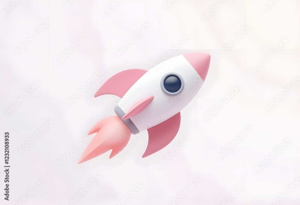 Fototapeta premium Pink Rocket Ship: A Whimsical 3D Illustration