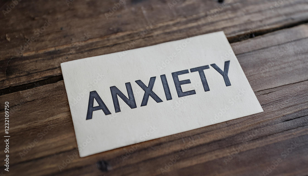 Small piece of paper with text ANXIETY. Mental health condition. Small piece of paper with text ANXIETY. Mental health condition.
