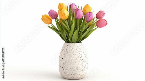 Wallpaper Mural Vibrant Tulip Bouquet in Speckled Vase A Cheerful Spring Arrangement Torontodigital.ca