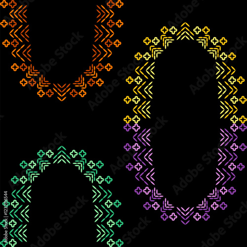 India stitch Kasuti embroidery abstract artwork seamless geometric pattern printed background fabric wallpaper hand drawn line colorful black ethnic

