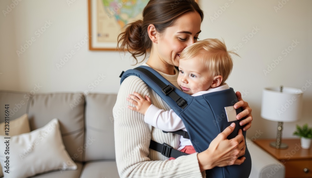 Loving mom embraces happy baby in cozy home, nurturing bond Loving mom embraces happy baby in cozy home, nurturing bond