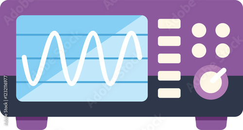 Electronic test equipment displaying a sine wave signal on its screen
