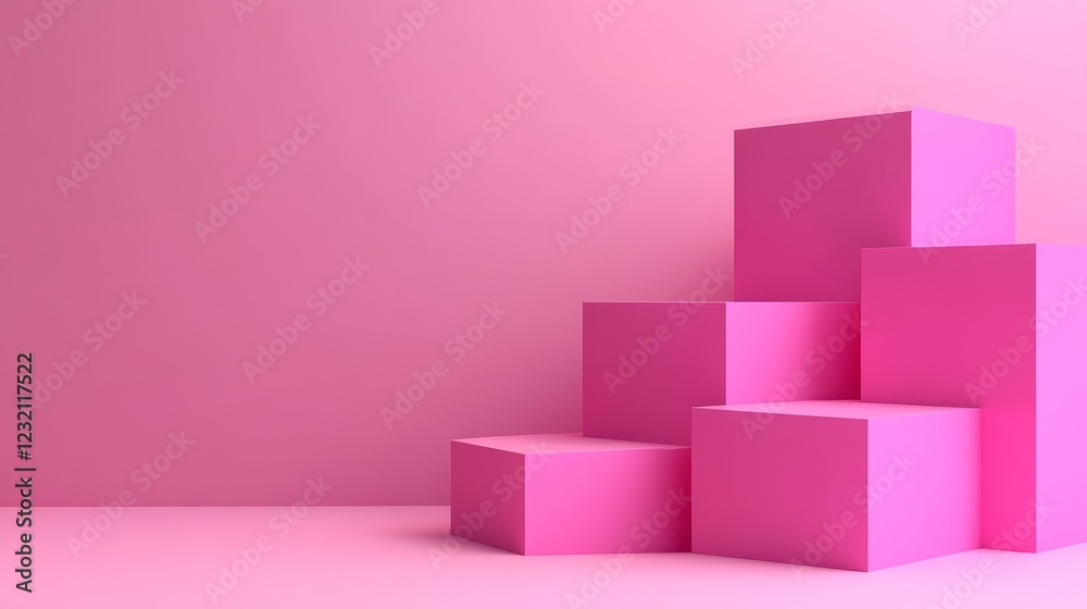 Pink geometric shapes stacked against a soft pink background, creating a minimalistic aesthetic Pink geometric shapes stacked against a soft pink background, creating a minimalistic aesthetic