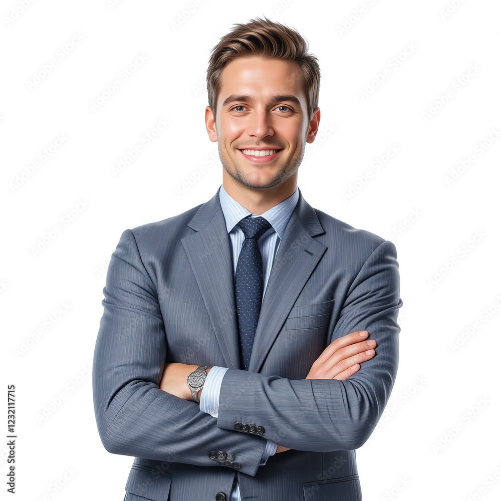 Young Asian businessman smiling with arms crossed isolated on white background, 8k Resolution Young Asian businessman smiling with arms crossed isolated on white background, 8k Resolution