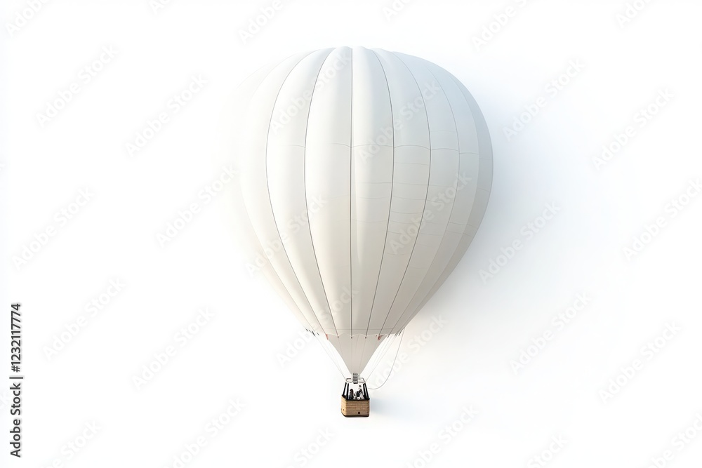 Obraz premium A pristine white hot air balloon floats majestically against a pure white background.