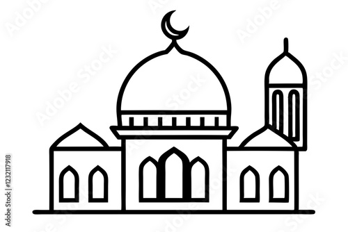 Islamic Mosque Line Art Illustration
