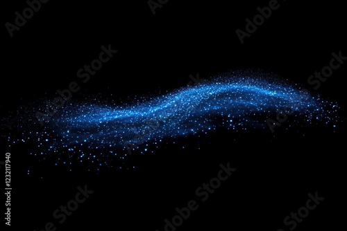 Abstract Blue Sparkling Wave Against Black Background