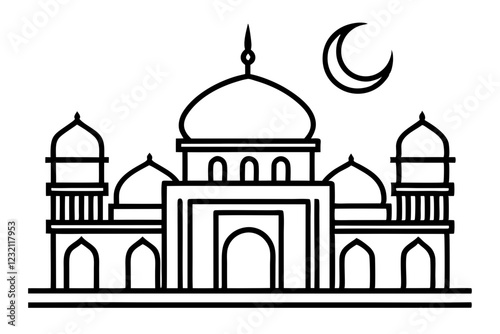 Islamic Mosque Line Art Illustration
