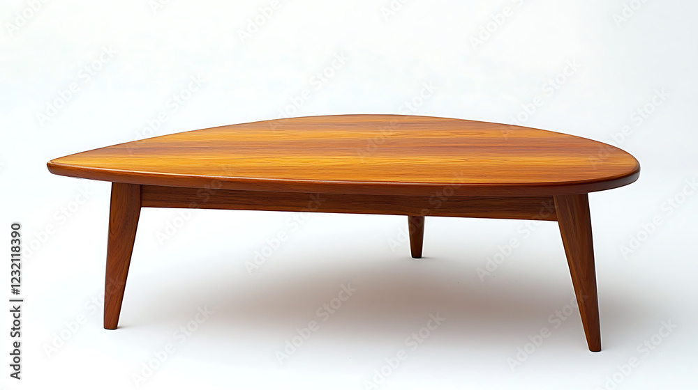 A wooden table with a curved top and legs A wooden table with a curved top and legs