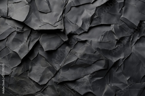 Obraz na płótnie Crumpled black paper texture with deep folds and rough surface. w salonie