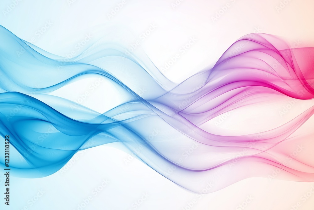 Bright abstract background with smooth gradient transitions of blue and pink, soft curves and dynamic flow.