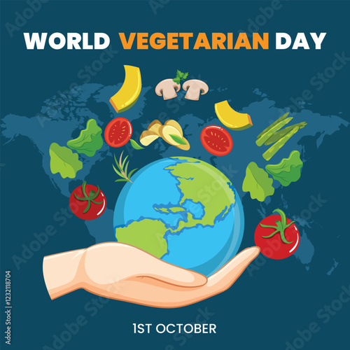 world vegetarian day  poster design, vegetarian day vector illustration, different vegetables vector, 1st October