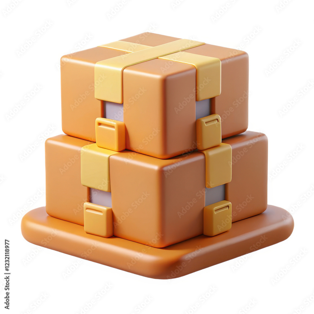 Obraz premium 3D Illustration of Stacked Cardboard Boxes for Logistics and Delivery