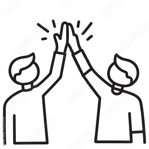 Teamwork High Five Illustration Success Collaboration