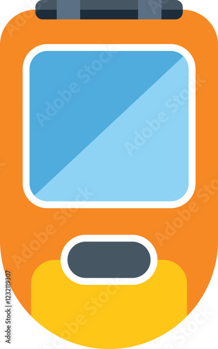 Simple colorful cartoon style icon of a modern high speed train arriving at the station platform