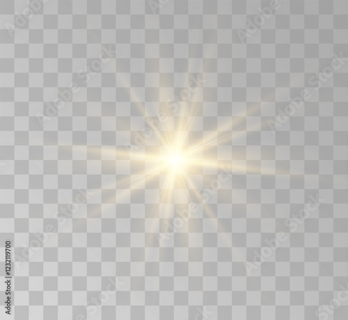Transparent yellow sunlight special lens flash light effect. Front solar flare lenses	